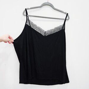 Modcloth Sleeveless Plus Size Black Floral Lace Trim Camisole Tank Top‎ New 4X